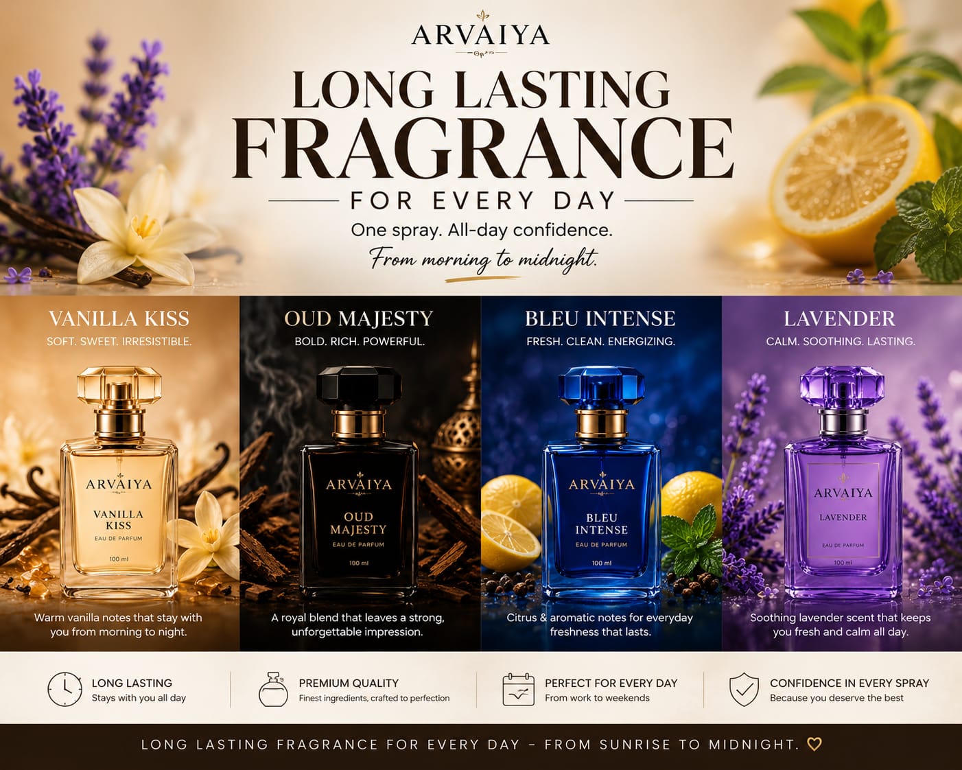 arvaiya long lasting perfume collection for everyday